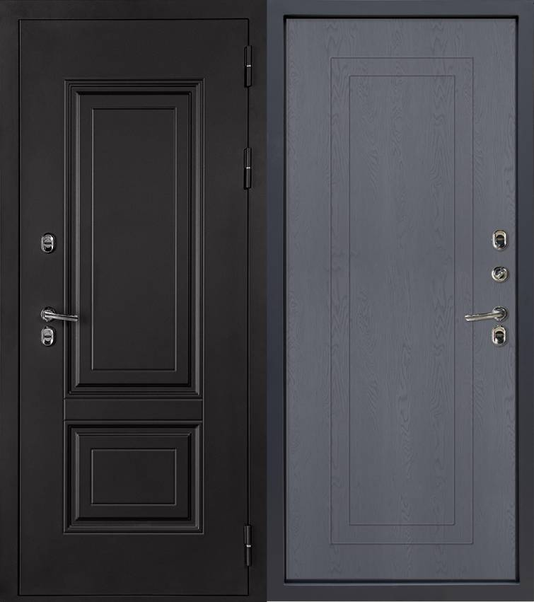 Входная дверь стальная 11 см Консул 9005 Термо-Ясень графит SOFT фото 1 — Финдвери