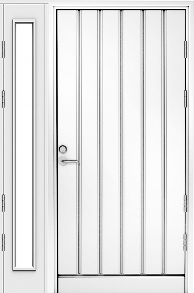 Белая входная дверь R1894 с открывающейся остекленной створкой фото 1 — Финдвери