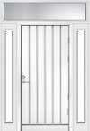 Белая входная дверь R1894 с 2 остекленными створками и фрамугой