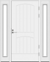 Белая входная дверь R2000 с 2 остекленными створками